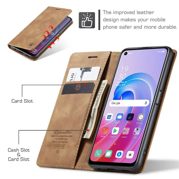 CASEME 013 Series For Oppo A96 4G / A36 / K10 4G / A76 / Realme 9i 4G Case Leather Phone Cover Magnetic Absorption