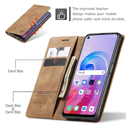 CASEME 013 Series For Oppo A96 4G / A36 / K10 4G / A76 / Realme 9i 4G Case Leather Phone Cover Magnetic Absorption