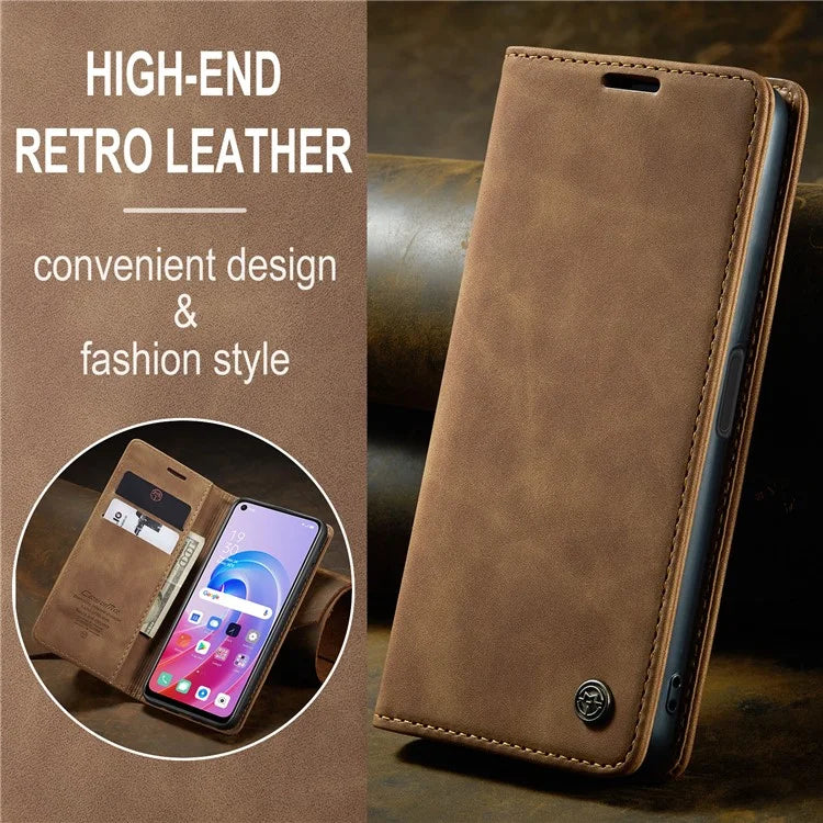 CASEME 013 Series For Oppo A96 4G / A36 / K10 4G / A76 / Realme 9i 4G Case Leather Phone Cover Magnetic Absorption