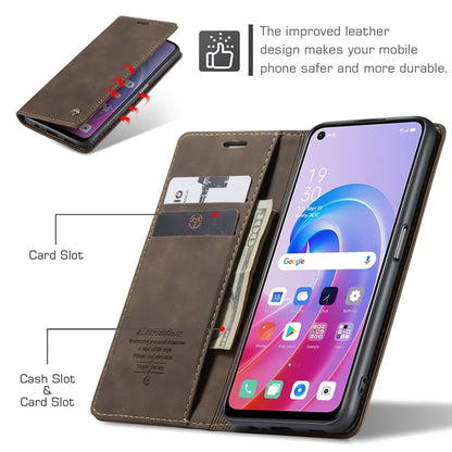 CASEME 013 Series For Oppo A96 4G / A36 / K10 4G / A76 / Realme 9i 4G Case Leather Phone Cover Magnetic Absorption
