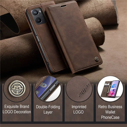 CASEME 013 Series For Oppo A96 4G / A36 / K10 4G / A76 / Realme 9i 4G Case Leather Phone Cover Magnetic Absorption