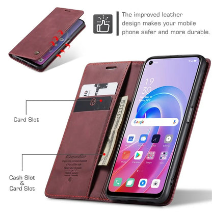CASEME 013 Series For Oppo A96 4G / A36 / K10 4G / A76 / Realme 9i 4G Case Leather Phone Cover Magnetic Absorption