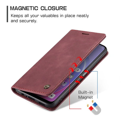 CASEME 013 Series For Oppo A96 4G / A36 / K10 4G / A76 / Realme 9i 4G Case Leather Phone Cover Magnetic Absorption
