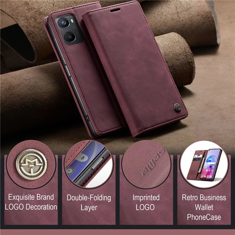 CASEME 013 Series For Oppo A96 4G / A36 / K10 4G / A76 / Realme 9i 4G Case Leather Phone Cover Magnetic Absorption