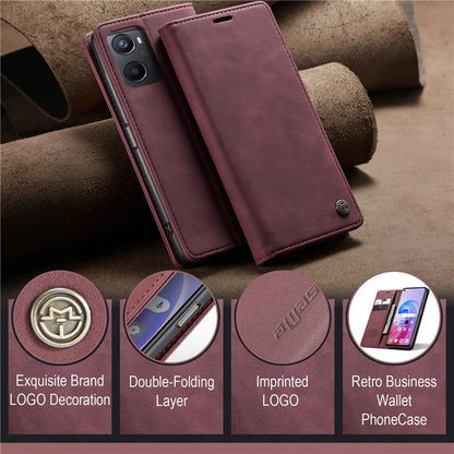 CASEME 013 Series For Oppo A96 4G / A36 / K10 4G / A76 / Realme 9i 4G Case Leather Phone Cover Magnetic Absorption