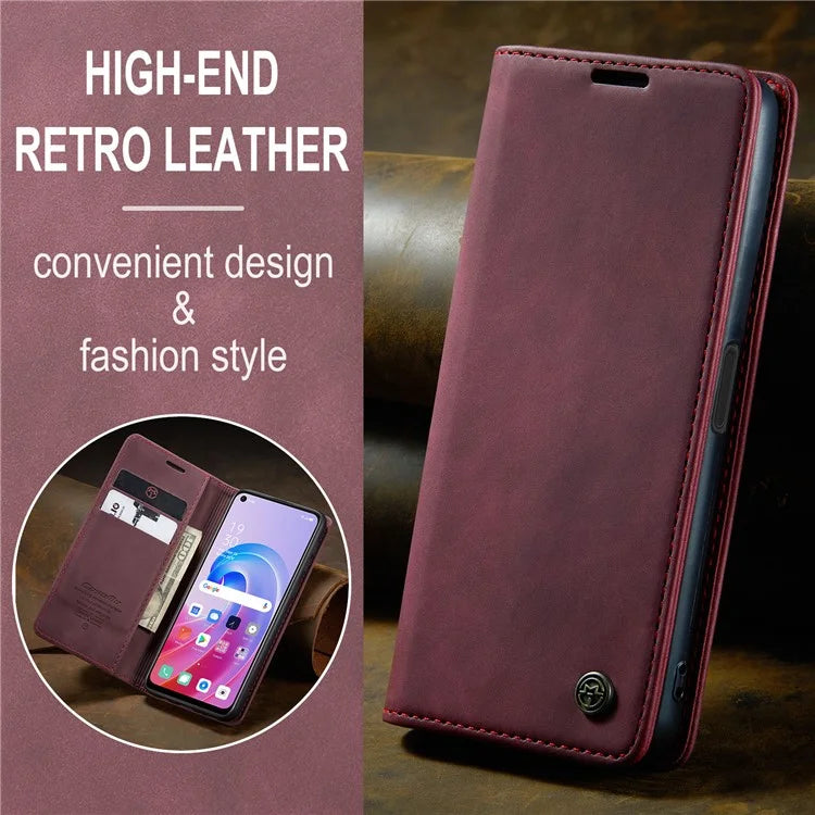 CASEME 013 Series For Oppo A96 4G / A36 / K10 4G / A76 / Realme 9i 4G Case Leather Phone Cover Magnetic Absorption