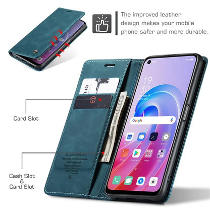 CASEME 013 Series For Oppo A96 4G / A36 / K10 4G / A76 / Realme 9i 4G Case Leather Phone Cover Magnetic Absorption
