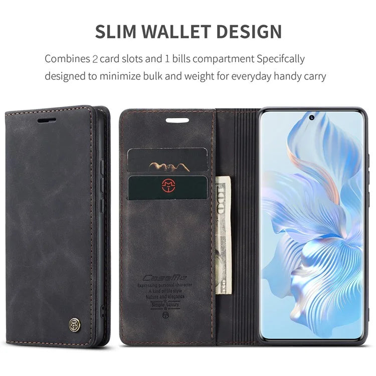 CASEME 013 Series For Honor 80 5G Case Anti-Scratch Stand Leather Phone Cover with Card Slot