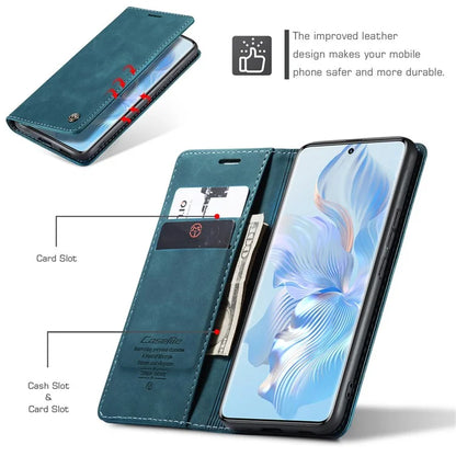 CASEME 013 Series For Honor 80 5G Case Anti-Scratch Stand Leather Phone Cover with Card Slot