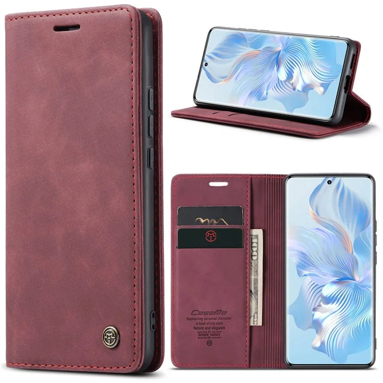 CASEME 013 Series For Honor 80 5G Case Anti-Scratch Stand Leather Phone Cover with Card Slot