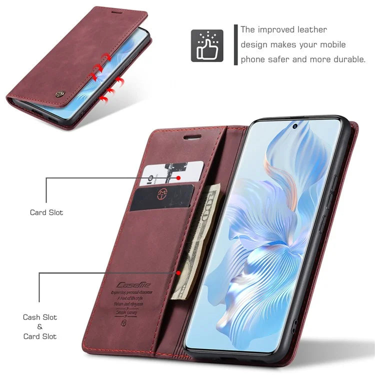 CASEME 013 Series For Honor 80 5G Case Anti-Scratch Stand Leather Phone Cover with Card Slot