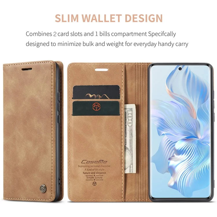 CASEME 013 Series For Honor 80 5G Case Anti-Scratch Stand Leather Phone Cover with Card Slot