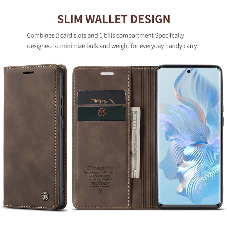 CASEME 013 Series For Honor 80 5G Case Anti-Scratch Stand Leather Phone Cover with Card Slot