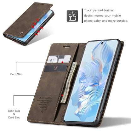 CASEME 013 Series For Honor 80 5G Case Anti-Scratch Stand Leather Phone Cover with Card Slot