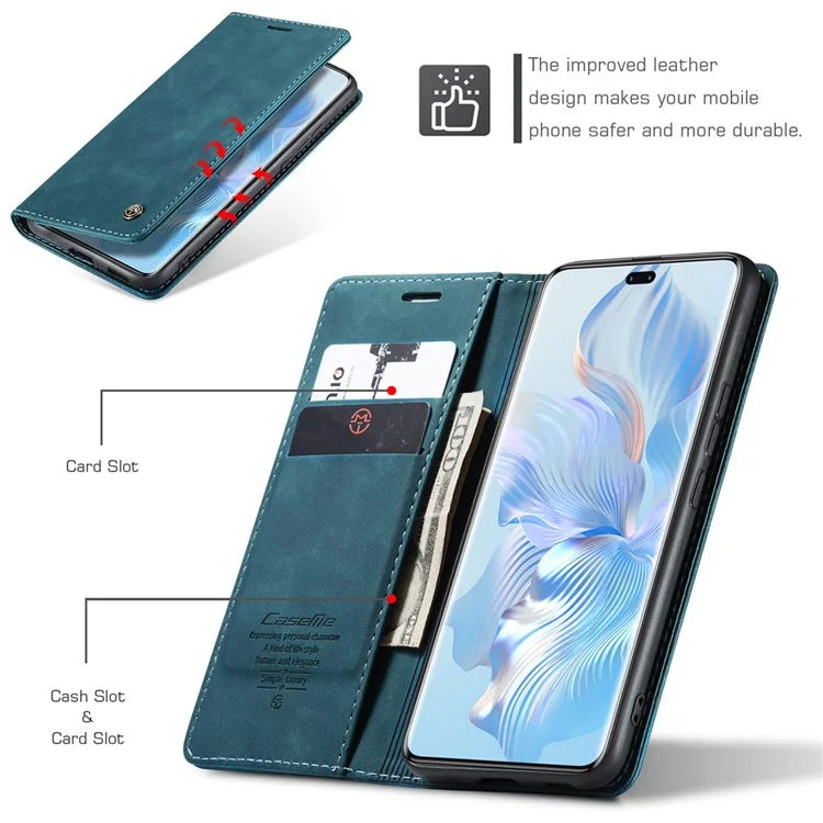 CASEME 013 Series For Honor 80 Pro 5G Case Leather Phone Cover Card Slots Stand Flip