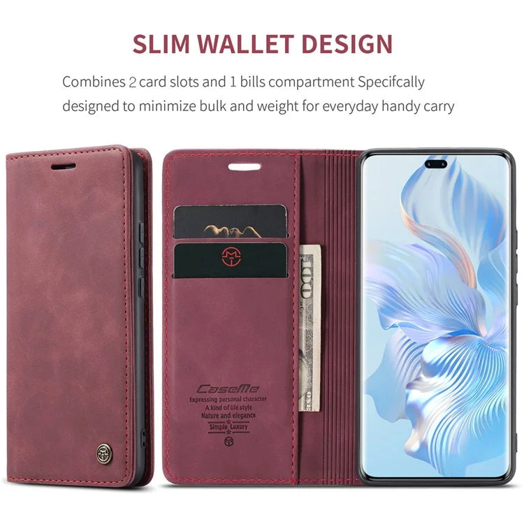CASEME 013 Series For Honor 80 Pro 5G Case Leather Phone Cover Card Slots Stand Flip