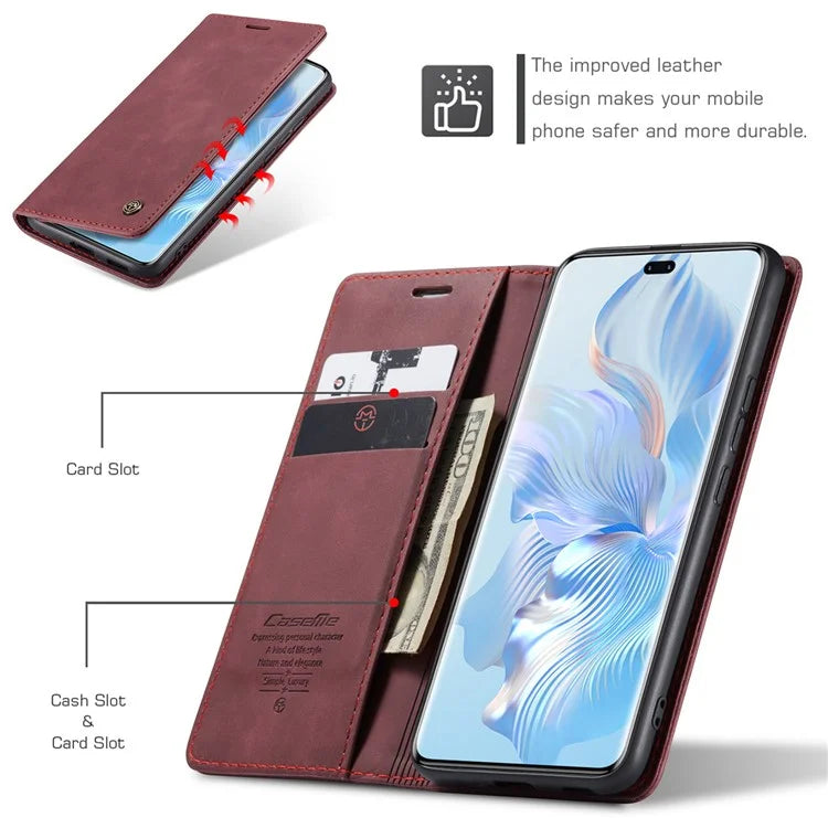 CASEME 013 Series For Honor 80 Pro 5G Case Leather Phone Cover Card Slots Stand Flip