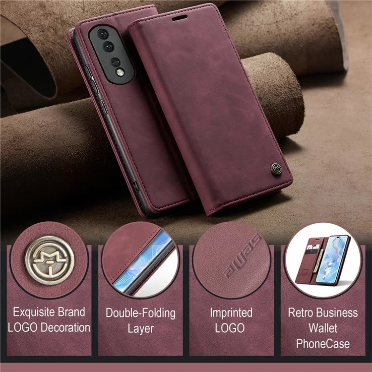CASEME 013 Series For Honor 80 Pro 5G Case Leather Phone Cover Card Slots Stand Flip