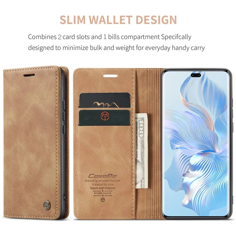 CASEME 013 Series For Honor 80 Pro 5G Case Leather Phone Cover Card Slots Stand Flip