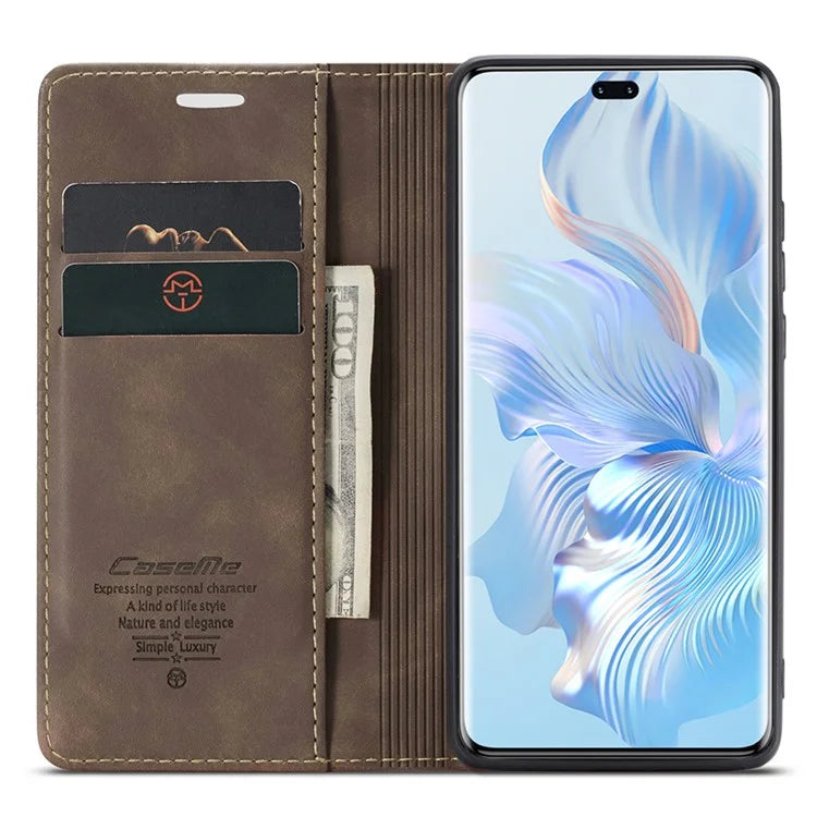 CASEME 013 Series For Honor 80 Pro 5G Case Leather Phone Cover Card Slots Stand Flip
