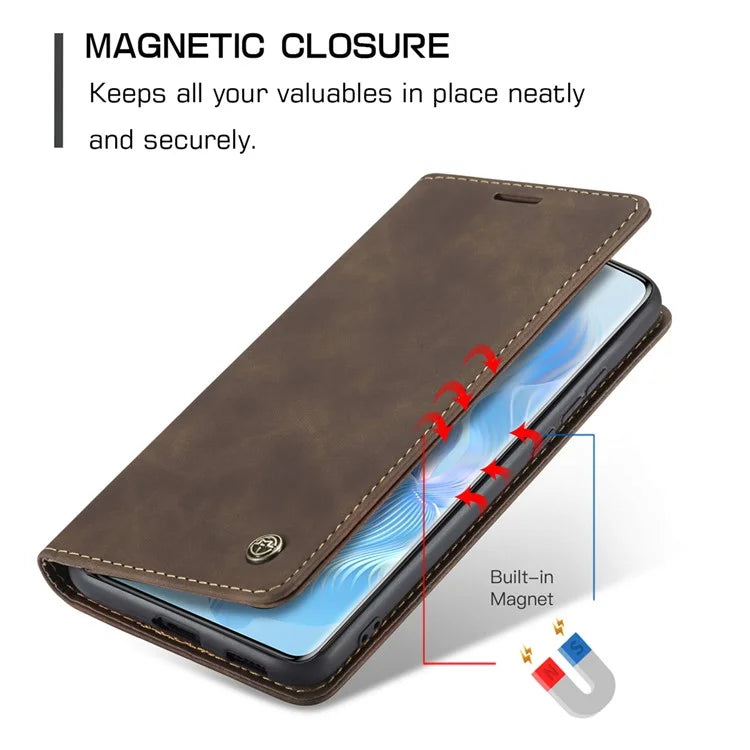 CASEME 013 Series For Honor 80 Pro 5G Case Leather Phone Cover Card Slots Stand Flip