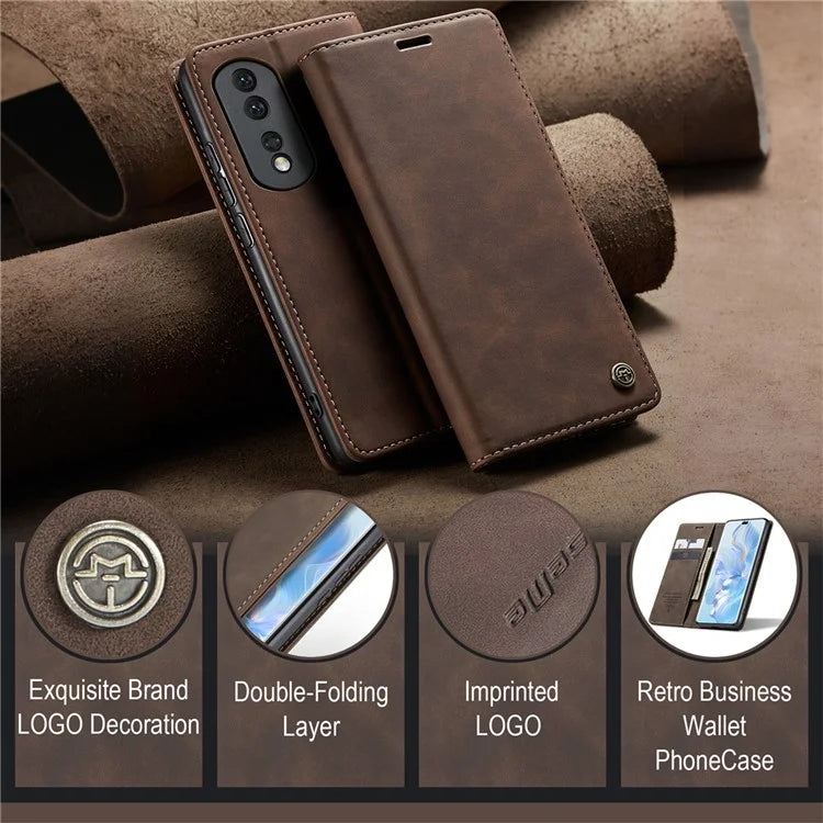 CASEME 013 Series For Honor 80 Pro 5G Case Leather Phone Cover Card Slots Stand Flip