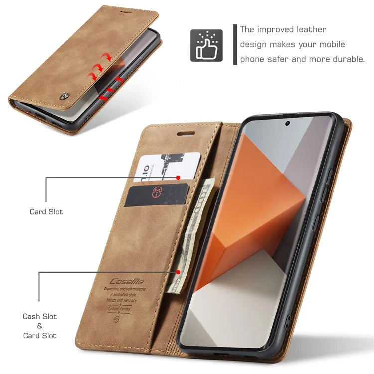CASEME 013 Series For Xiaomi Redmi Note 13 Pro+ 5G Case Wallet Stand Flip Leather Phone Cover