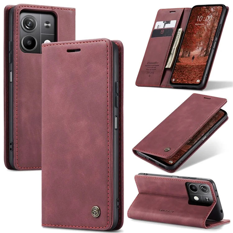 CASEME 013 Series For Xiaomi Redmi Note 13 5G Stand Case Shockproof Leather Phone Cover