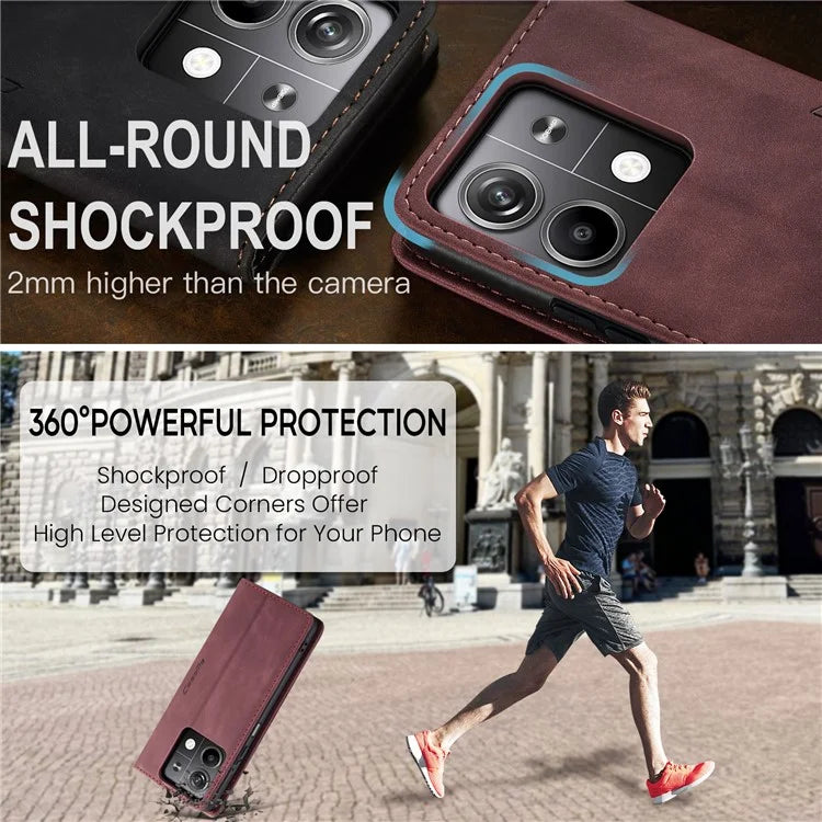 CASEME 013 Series For Xiaomi Redmi Note 13 5G Stand Case Shockproof Leather Phone Cover