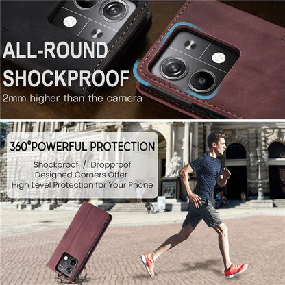 CASEME 013 Series For Xiaomi Redmi Note 13 5G Stand Case Shockproof Leather Phone Cover