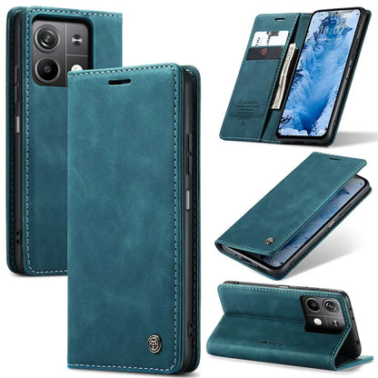 CASEME 013 Series For Xiaomi Redmi Note 13 5G Stand Case Shockproof Leather Phone Cover