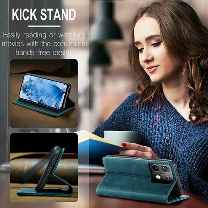 CASEME 013 Series For Xiaomi Redmi Note 13 5G Stand Case Shockproof Leather Phone Cover