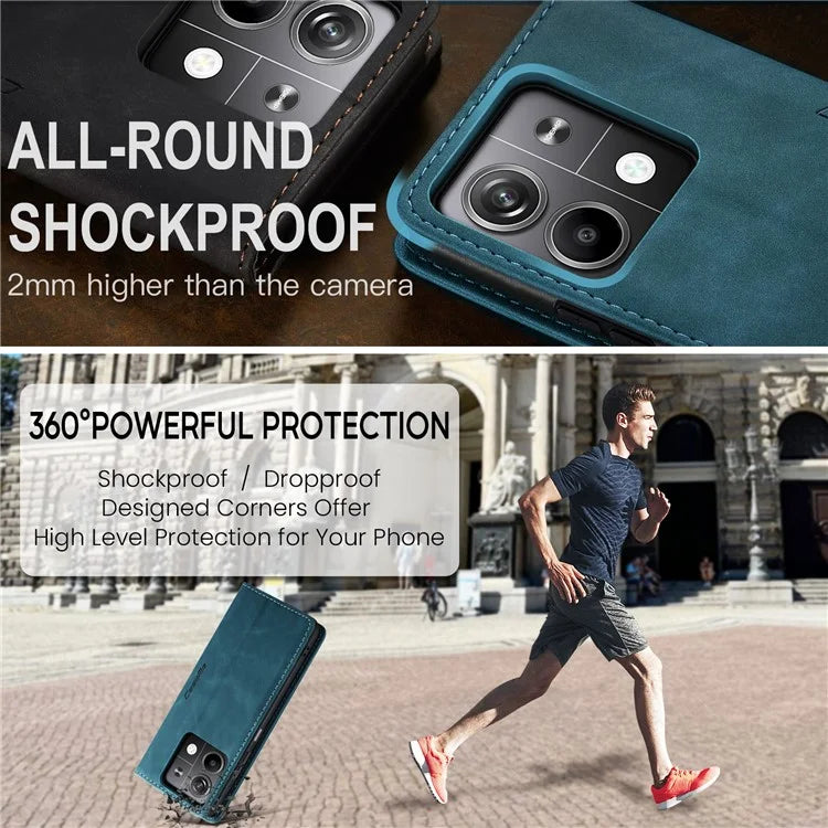CASEME 013 Series For Xiaomi Redmi Note 13 5G Stand Case Shockproof Leather Phone Cover