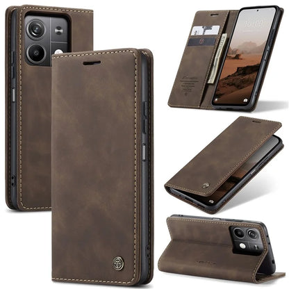 CASEME 013 Series For Xiaomi Redmi Note 13 5G Stand Case Shockproof Leather Phone Cover