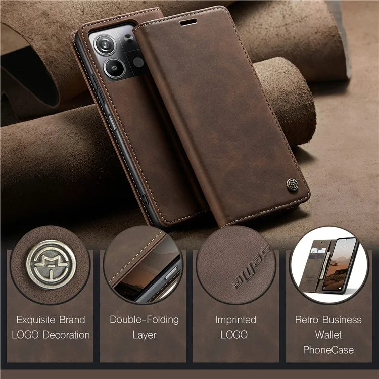 CASEME 013 Series For Xiaomi Redmi Note 13 5G Stand Case Shockproof Leather Phone Cover