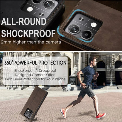CASEME 013 Series For Xiaomi Redmi Note 13 5G Stand Case Shockproof Leather Phone Cover