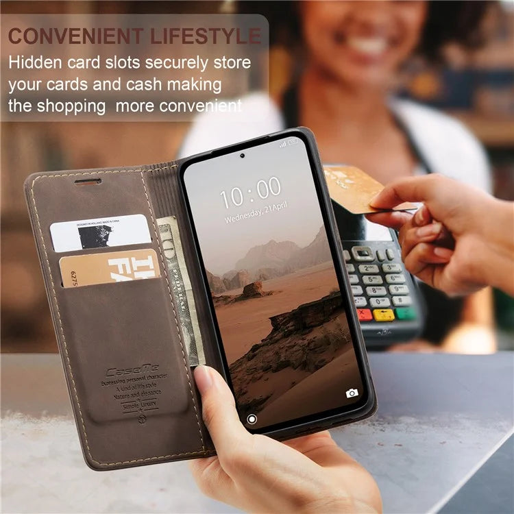 CASEME 013 Series For Xiaomi Redmi Note 13 5G Stand Case Shockproof Leather Phone Cover