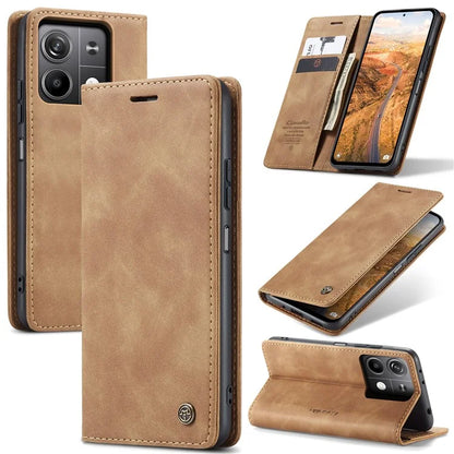 CASEME 013 Series For Xiaomi Redmi Note 13 5G Stand Case Shockproof Leather Phone Cover