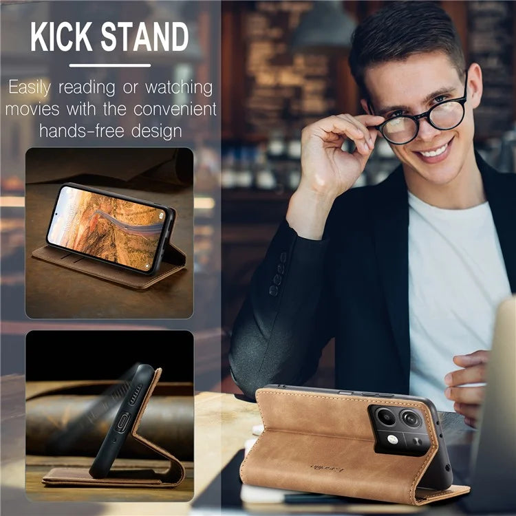 CASEME 013 Series For Xiaomi Redmi Note 13 5G Stand Case Shockproof Leather Phone Cover