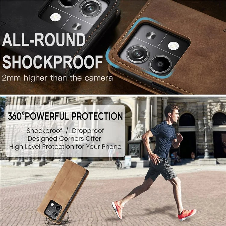 CASEME 013 Series For Xiaomi Redmi Note 13 5G Stand Case Shockproof Leather Phone Cover