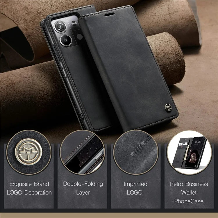 CASEME 013 Series For Xiaomi Redmi Note 13 5G Stand Case Shockproof Leather Phone Cover
