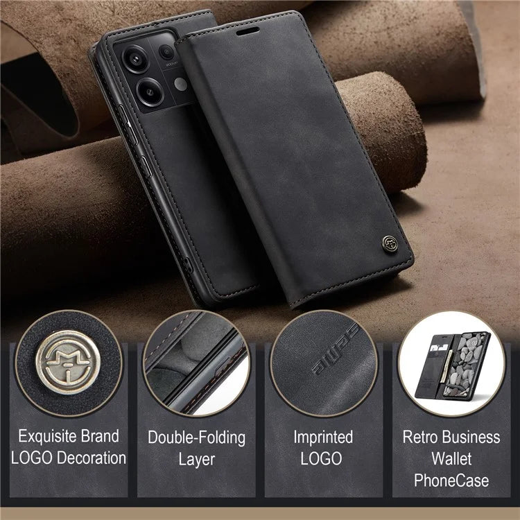 CASEME 013 Series For Xiaomi Redmi Note 13 Pro 5G / Poco X6 5G Case Leather Folio Wallet Phone Cover