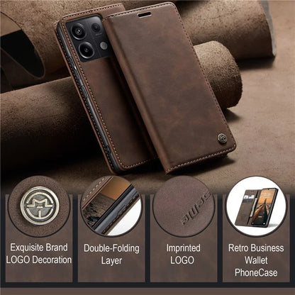 CASEME 013 Series For Xiaomi Redmi Note 13 Pro 5G / Poco X6 5G Case Leather Folio Wallet Phone Cover
