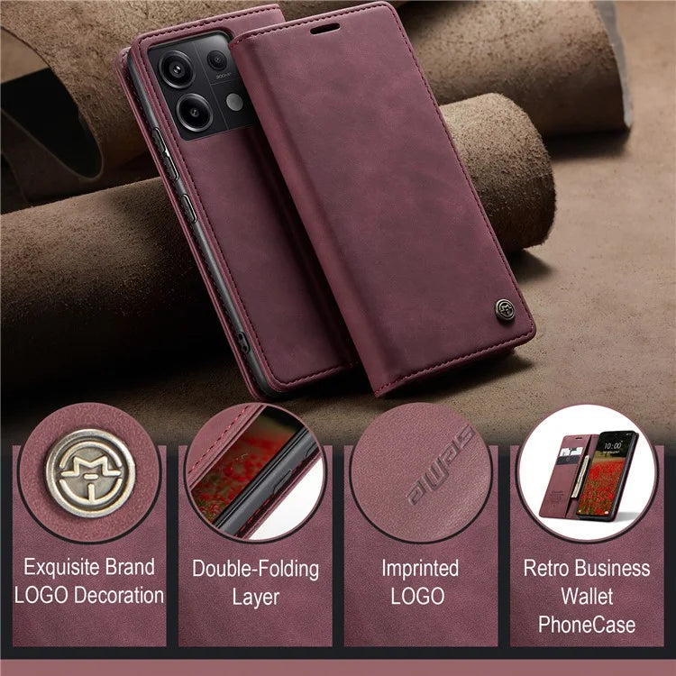 CASEME 013 Series For Xiaomi Redmi Note 13 Pro 5G / Poco X6 5G Case Leather Folio Wallet Phone Cover