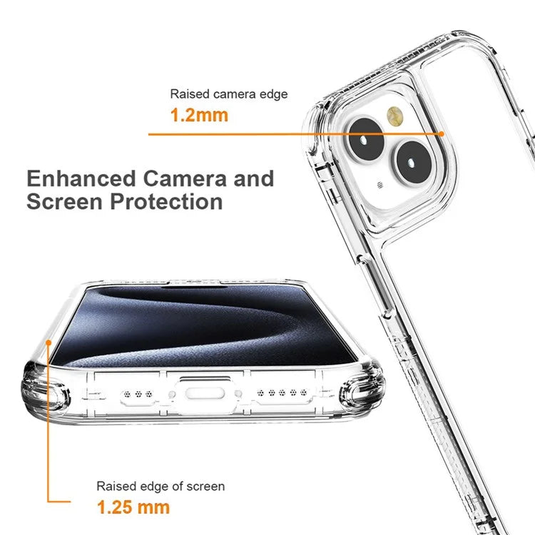 For iPhone 15 Clear Case Drop Protection TPU+PC+Acrylic Hybrid Phone Cover