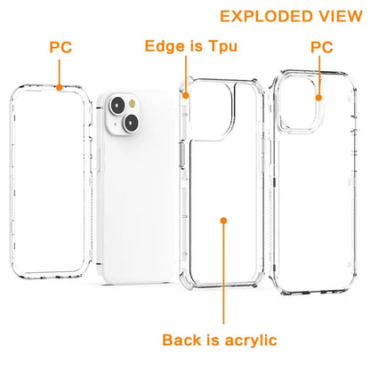 For iPhone 15 Clear Case Drop Protection TPU+PC+Acrylic Hybrid Phone Cover