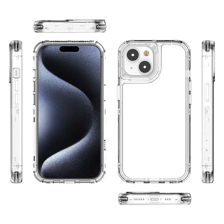 For iPhone 15 Clear Case Drop Protection TPU+PC+Acrylic Hybrid Phone Cover