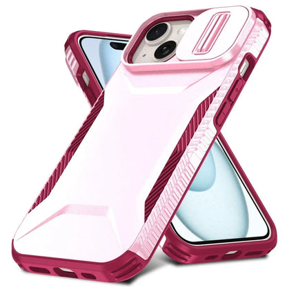 For iPhone 15 Plus Case TPU+PC Non-Slip Side Edge Phone Cover with Lens Lid