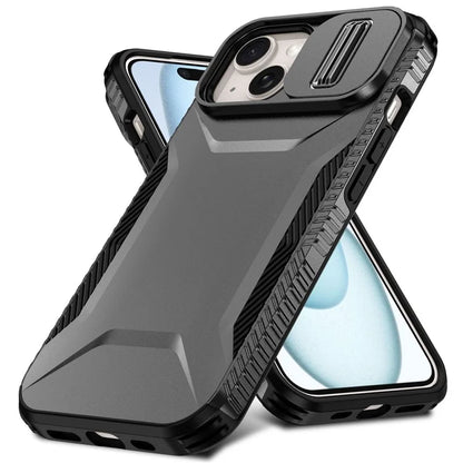 For iPhone 15 Plus Case TPU+PC Non-Slip Side Edge Phone Cover with Lens Lid