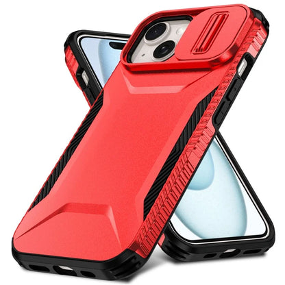 For iPhone 15 Plus Case TPU+PC Non-Slip Side Edge Phone Cover with Lens Lid